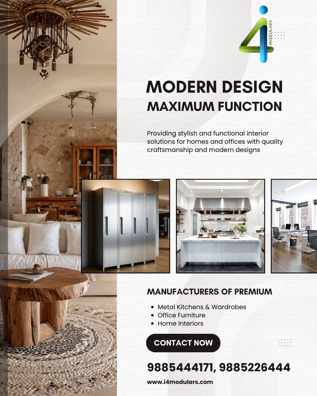 Custom Metal Wardrobes for Small Bedrooms | I4 Modulars Interior Designers