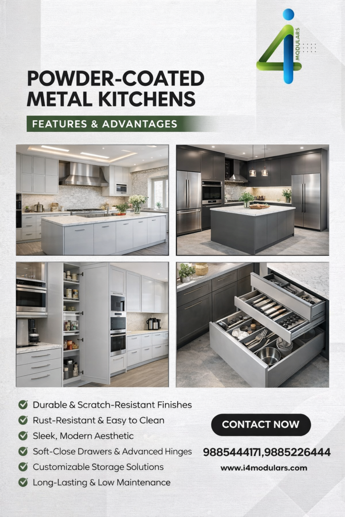 powder-coated metal kitchens