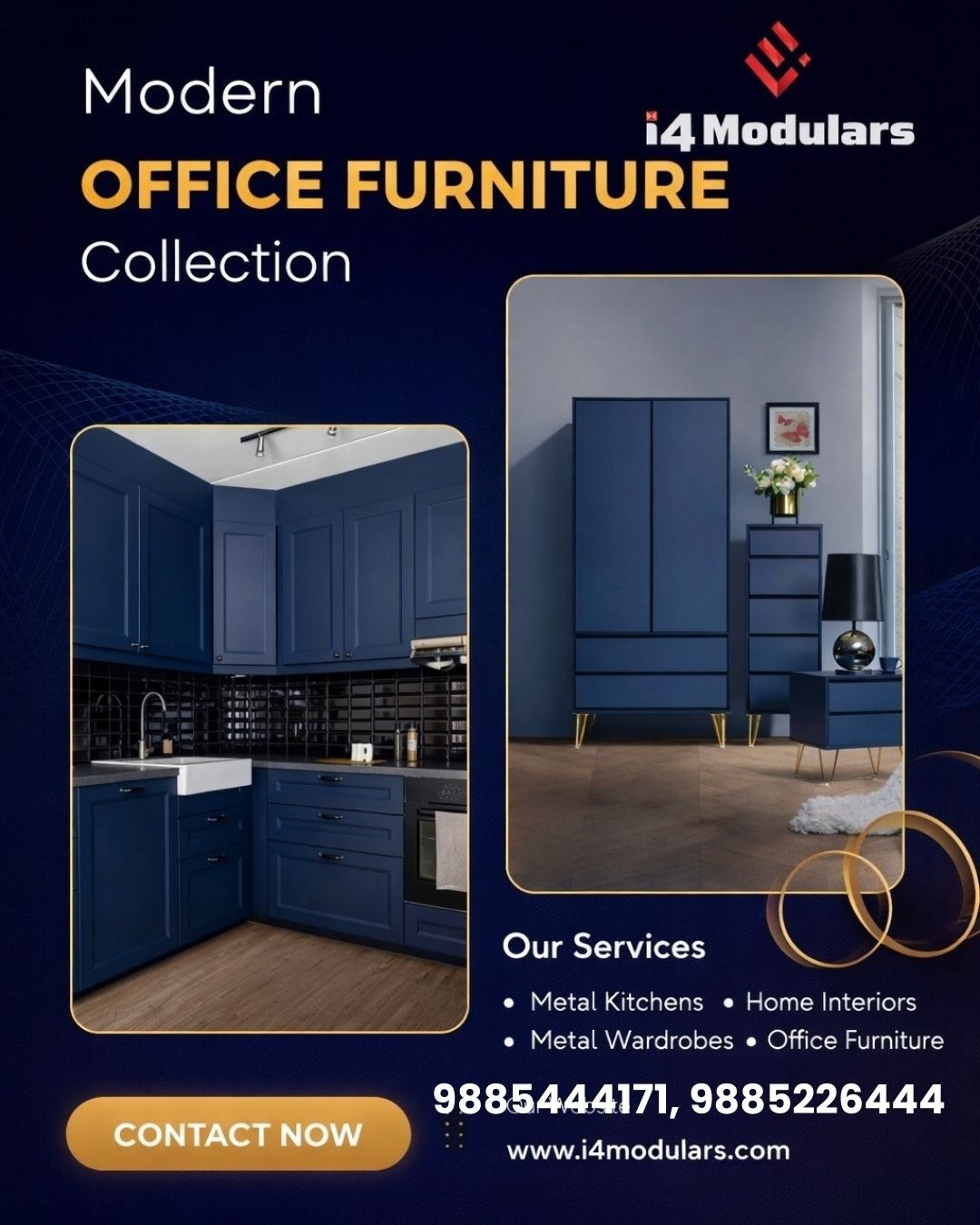 Luxury Home Interiors with Metal Furniture Elements | I4 Modulars