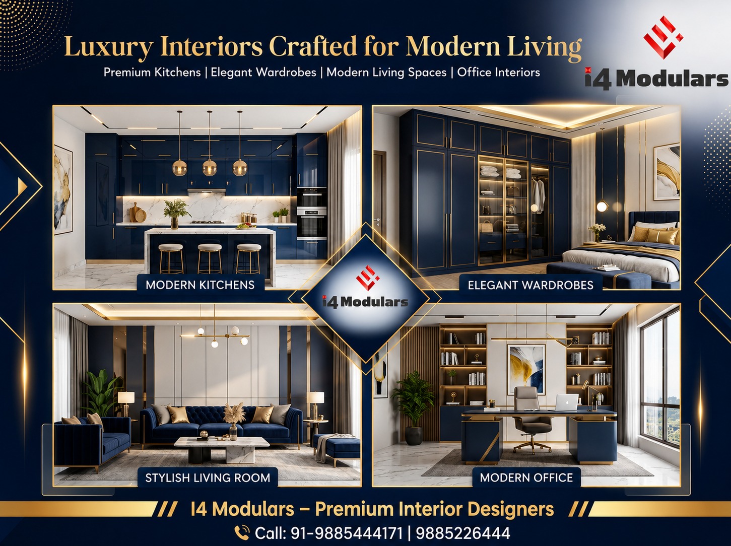 Luxury Modular Kitchen Designs with Metal Cabinets in Hyderabad