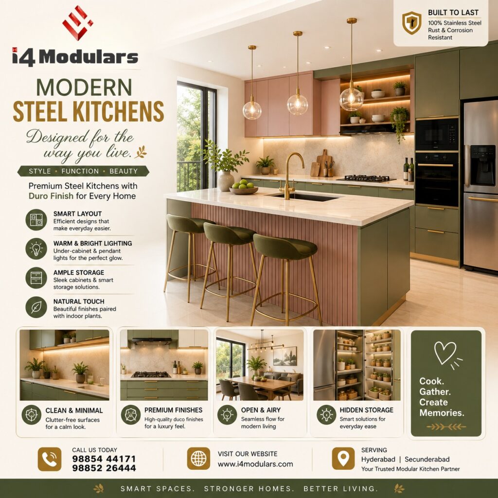 Premium Stainless Steel Modular Kitchen Designs in Hyderabad