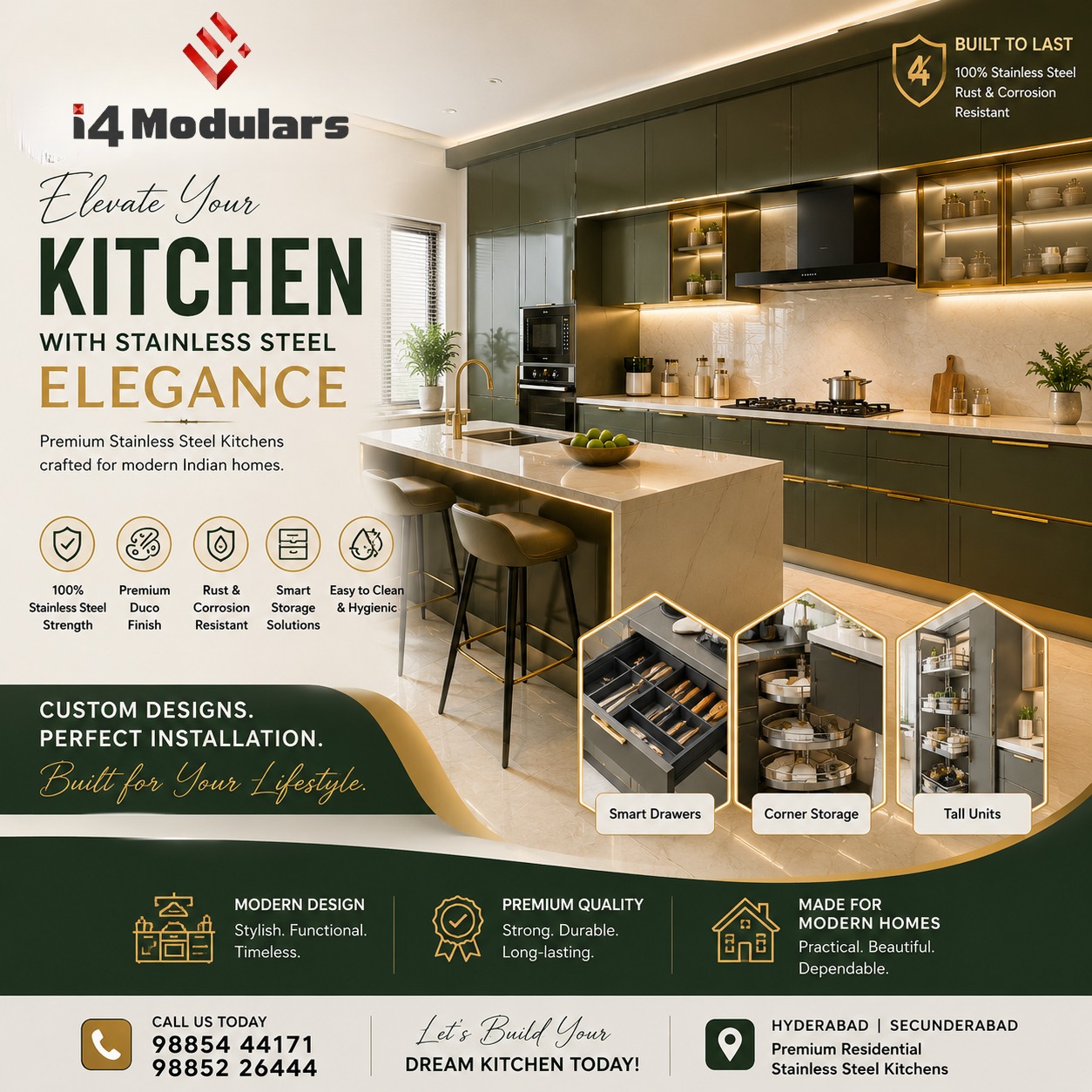 Customized Steel Kitchens and Wardrobes in Hyderabad | I4 Modulars