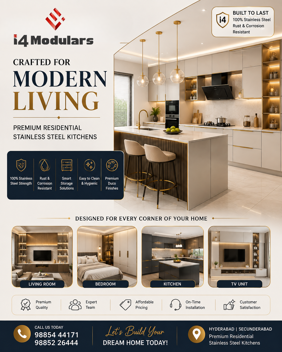 Rust Resistant Stainless Steel Kitchens for Indian Homes | I4 Modulars