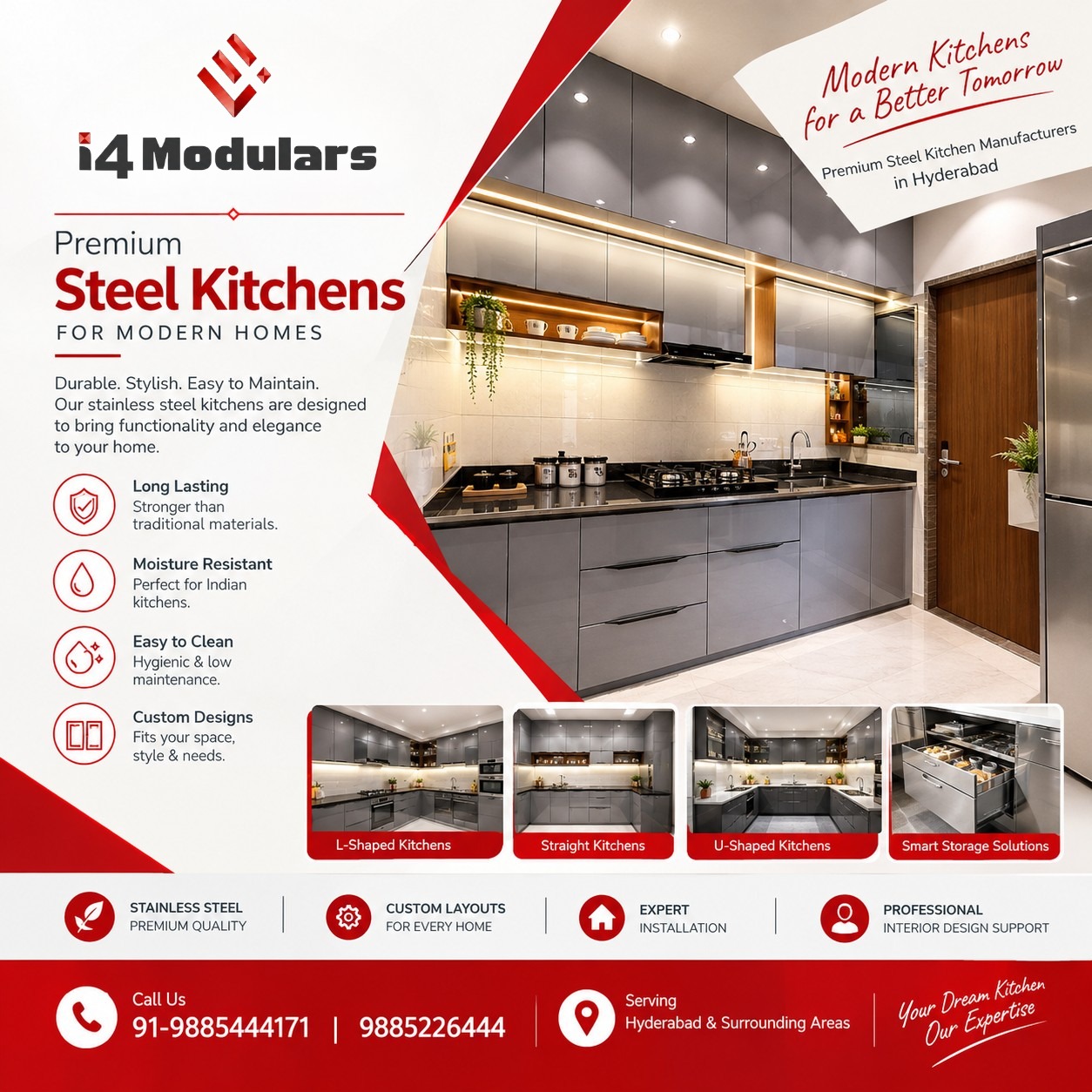 Modern Steel Kitchen Manufacturers in Hyderabad