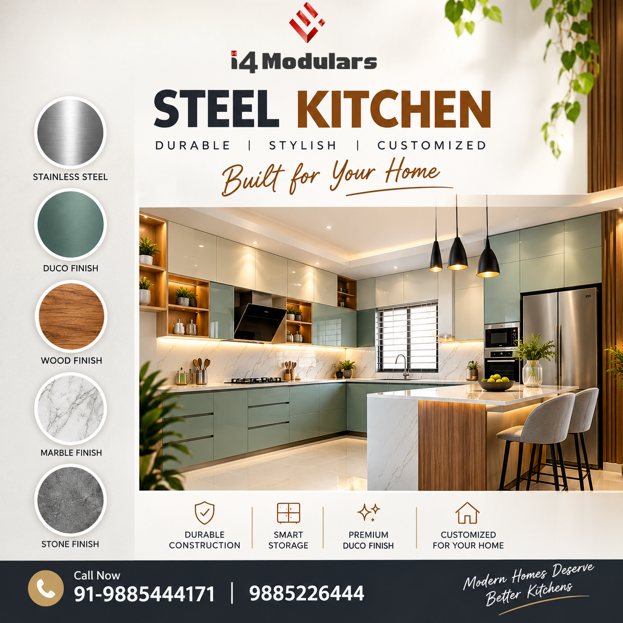 Contemporary Steel Kitchen Designs for Hyderabad Homes